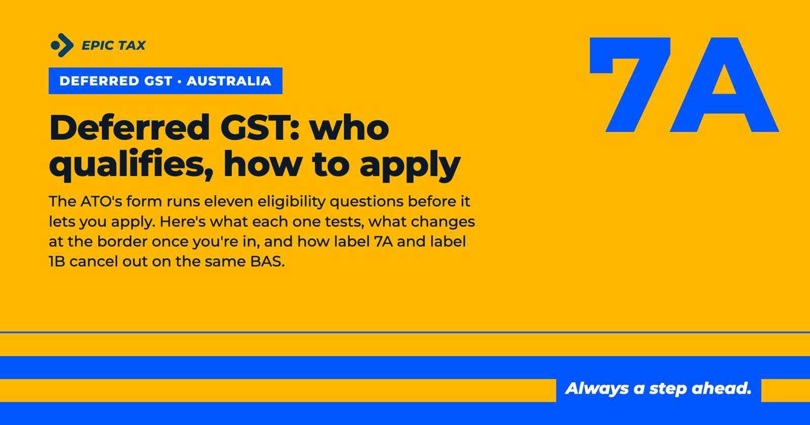 Deferred GST Application: Eligibility, the Form and the BAS Label (2026)