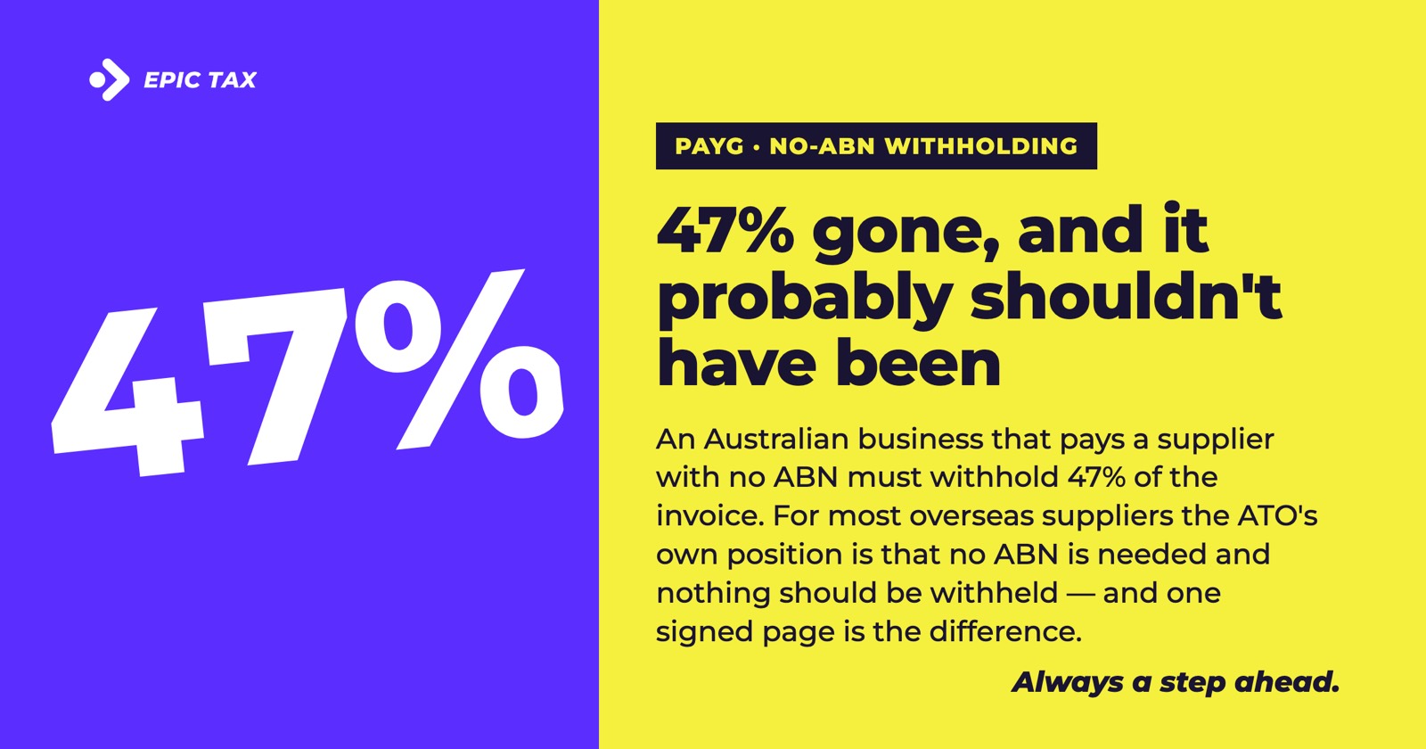 No-ABN Withholding: Why 47% Vanished From Your Australian Customer's Payment (2026)
